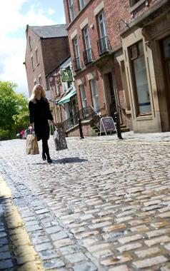 Woman walking down Church Street