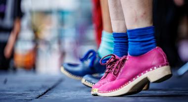 Colourful performer shoes close up