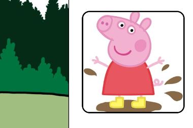 Peppa Pig jumping in mud