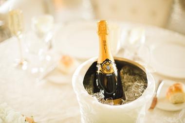 Bottle of champagne on restaurant table