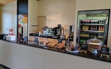 A view of the serving counter inside the Pavilion Café