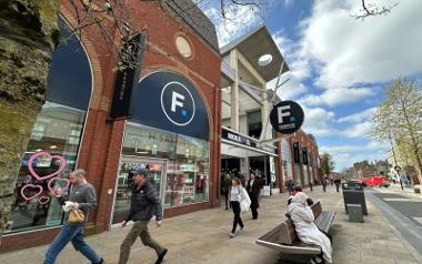 Busy shoppers walking outside the front entrance to Fishergate Shopping Centre