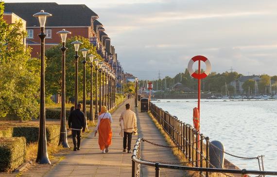 People walking at Presto Docks