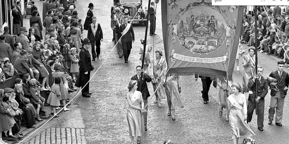 Historical photograph of a Preston Guild procession.