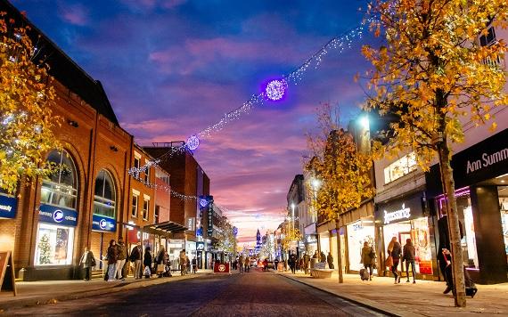 Shoppers along Fishergate high street during the winter.