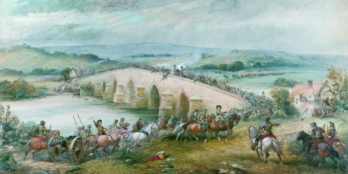 Painting depicting the Battle of Preston 1648 in Walton-le-Dale.