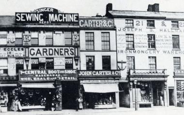 Row of Preston shops during 1882 Guild.