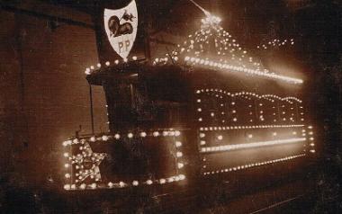 1922 Guild procession illuminated tram.