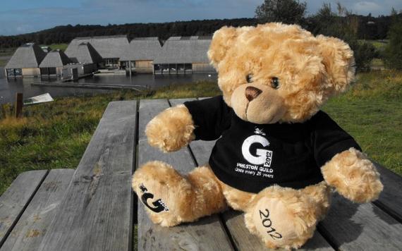 Guild teddy bear with Brockholes in the background: 2012 Preston Guild photo competition by Peter O'Malley.