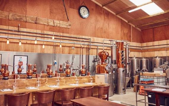 Gin distilling equipment in Brindle Distillery workshop.