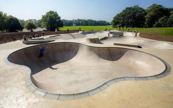 View of skateboarders on Preston Skatepark.