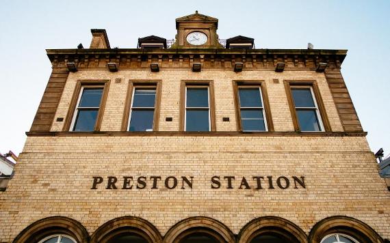 Front entrance to Preston Train Station.