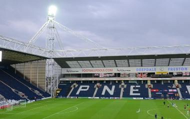 Practice taking place on Deepdale PNE pitch.