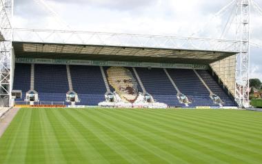 Deepdale Stadium football pitch and seating.