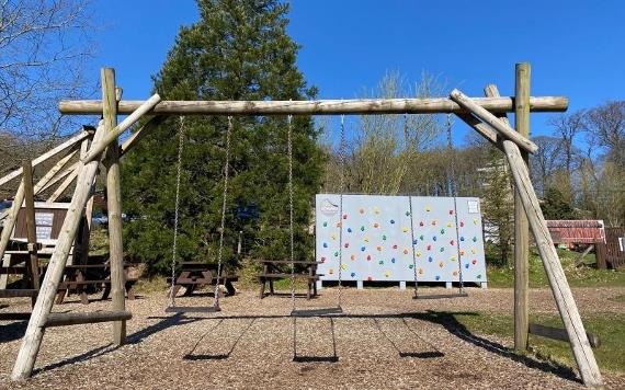 Children's swings and play area at Bowland Wild Boar Park.