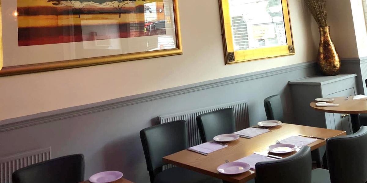 Seating inside Shahzaad Tandoori restaurant along Friargate.