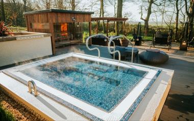 Ribby Hall outdoor hot tub in spa area.